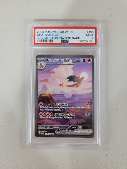 2023 Pokemon EN-Mew 151 Charizard EX 199/165 Special Illustration Rare PSA 9
