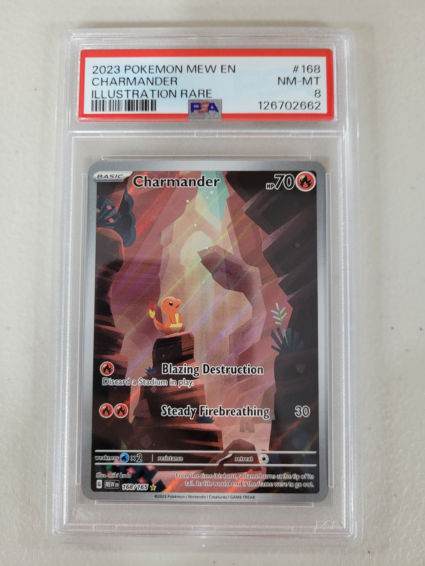 2023 POKEMON MEW EN-151 ILLUSTRATION RARE #168 CHARMANDER PSA 8