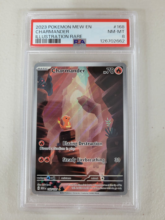 2023 POKEMON MEW EN-151 ILLUSTRATION RARE #168 CHARMANDER PSA 8