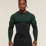 Gymshark Onyx 5.0 Seamless Long Sleeve T-Shirt - Black/Lift Green